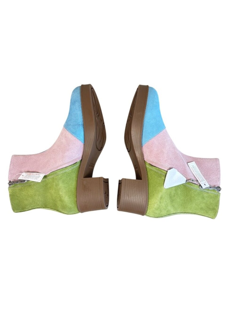 LAZO Luna Women’s 10 Pastel Blue Pink Green Suede Ankle Boots Zip NWT Retro - Picture 6 of 11